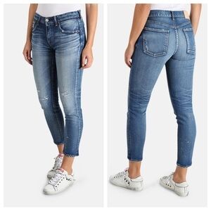 Moussy Vintage Distressed Low Rise Skinny Jeans Womens 25